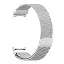 Priefy No Gap Stainless Steel Band Adjustable Magnetic Lock Compatible for Samsung Galaxy Watch 6 Classic Bands 47/43/44/40mm,Galaxy Watch 5 Strap, Watch 4 Band 40mm|44mm (Silver)