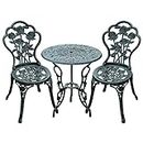 Outsunny 3pc Antique Style Patio Bistro Table Chair Set Outdoor Garden Furniture Indoor tee Table and Chair Set, Antique Green