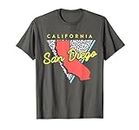 San Diego CA T-Shirt Retro Kalifornien Karte Bekleidung Souvenir T-Shirt
