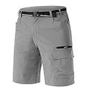 TACVASEN Men's Summer Outdoor Shorts Quick Dry Cargo Casual Shorts Light Grey, 38