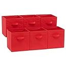 Amazon Basics 6 unités, lot de 1, Foldable Storage Cubes, Tissu, rouge, 26.7 x 26.7 x 28 cm