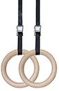 Shopoflux® Gymnastic Wooden Rings with Heavy Duty Adjustable Strap | Roman Rings Perfect for Calisthenics Competition and Conditioning Training