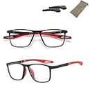 HOPASRISEE Sports Reading Glasses, Men'S Sports Ultra-Light Anti-Blue Light Presbyopic Glasses, Blue Light Blocking Computer Readers With Anti-Slip Silicone Ear Clip (Red, 250)