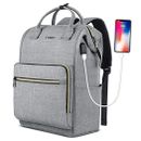  Mochila para portátil para mujer, bolsa de trabajo de viaje de 15,6 pulgadas con puerto USB RFID, ancha 