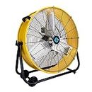 Tornado - 24 Inch High Velocity Heavy Duty Tilt Metal Drum Fan Yellow Commercial, Industrial Use 3 Speed 8540 CFM 1/3 HP 8 FT Cord UL Safety Listed