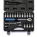 CASOMAN 1/4-inch Drive Click Torque Wrench Set, Dual-Direction Adjustable, 72-Tooth, Torque Wrench with Buckle (20-200IN.LB/ 2.26-22.6Nm)