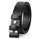 WERFORU Snap Buckle Belt For Men Replacement Leather Belt Strap Without Buckle Strap 1.5 Inch Wide Black