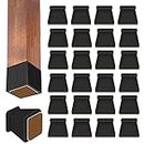Chair Leg Floor Protector Square 24PCS, Black Silicone Chair Legs Caps Protectors for Hardwood Floors with Anti-Slip Felt Pads, Premium Furniture Silicone Protection Cover Fits 1.48-1.77IN (37-45MM)