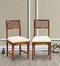Winntage Furniture Sheesham Wood CNC Dining Study Chair Set for Dining Room Wooden Cushion Chair for Living Room Study Room Home and Office - (Set of 2, Honey Finish) | 1 Year Warranty