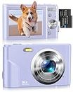 Digital Camera, Kids Camera 1080P Video Camera with Two Battery, Time Stamp Antishake 16X Zoom, 36MP Compact Portable Cameras Christmas Birthday Gift for Children Kid Teen Student Girl Boy(Purple)