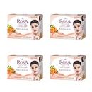 Rosa Transparent Soap 100 GM (Pack of 4) with Peach and Olive | For Men And Women