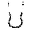 Coiled Lightning Cable, iPhone Charger Cable for Car, [Apple MFi Certified] Apple CarPlay Cord with Data Transmission and LED, Retractable Charger USB for iPhone/Pad/Pod