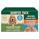 Harringtons Complete Wet Tray Grain Free Hypoallergenic Adult Dog Food Mixed Bumper Pack 16x400g - Chicken, Salmon, Turkey & Duck - Made with All Natural Ingredients
