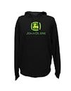John Deere Men's Trademark Logo Core Hood Pullover Fleece, Black, Small, Black, S