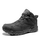 NORTIV 8 Men's Waterproof Hiking Boots Outdoor Lightweight Mid Trekking Backpacking Shoes JS19001M Black Size 11 US/ 10 UK