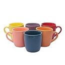 Anwaliya Arche Series Handmade Ceramic Tea Cup Set of 6, 200 ml, Glossy, Stackable, Chip Resistant, with Handle (Color May Vary)