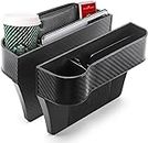 2 Packs Car Seat Gap Filler Organizer, Multifunctional Seat Gap Storage Box with Cup Holder, Console Side Extra Pouchs with USB Car Charger, Auto Accessories for Cellphone Wallet Key (Black)