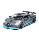TEC TAVAKKAL 1:32 Bugatti Divo Metal Alloy Pull Back Car Diecast Electronic Toys with Openable Doors Lights and Music,Decorative,Mini Vehicles Toys for Kids,Young Peoples Gifts for All Age (Gray)
