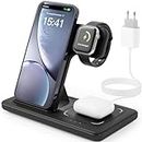 Chargeur Induction 3 en 1 for iPhone 15/14/13/12/Pro/Max/Plus, Apple Watch Ultra 9/8/7/6/5/4/3, AirPods 3/2 Pro, Station de Charge, Chargeur sans Fil LUOATIP