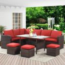 7 PCS Outdoor Patio Furniture All-Weather Wicker PE Rattan Sectional Sofa SET