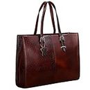 RICHSIGN LEATHER ACCESSORIES Full-Grain Natural Cro Leather Ladies Handbags & Sling Shoulder Tote Bags For Women Laptop Big Size Branded Stylish..Size- L-16 X H-12.5 x W- 5.5 Inches (CHERRY BROWN)