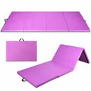 Costway 4' x 10' x 2" Folding Gymnastics Tumbling Gym Mat-Pink