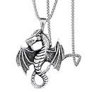 M Men Style Metal Silver Plated Biker Gothic Jewelry Dragon 24inches Square Box Chain Pendant Necklace Chain Gift For Men Boys