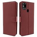 Pikkme Samsung Galaxy A21s Flip Cover Magnetic Leather Wallet Case Shockproof TPU for Samsung Galaxy A21s (Brown)