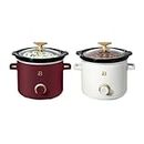 Beautiful 2 Pack Slow Cooker Crock Set- 2 Quart, Merlot/White Icing (100 Watts) with Adjustable Heat settings-Kitchenware by Drew Barrymore