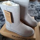 Bearpaw Ellie Short 1202 Grey Suede Boots Uk 5 BNIB RRP £90