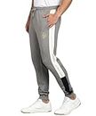 Alan Jones Clothing Men's Solid Joggers with Contrast Panel Joggers Track Pant (Grey_S)