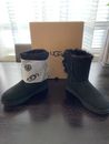 UGG Women's Bailey Bow II Sheepskin Suede Fur Winter Boots Black - Size 9 - NEW