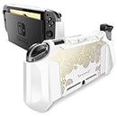 mumba Dockable Case for Nintendo Switch, [Blade Series] TPU Grip Protective Cover Case Compatible with Nintendo Switch Console and Joy-Con Controller (White/Gold)