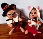 Annalee Dolls Pilgrim Boy and Girl Mouse Fall/Thanksgiving 2 dolls w/ Tags 2012