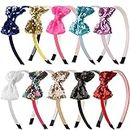 Fashion Alley Shiny Sequence Glitter Bow Hair Band for Baby Girl's Hairband Headbands for Kids Teens Toddlers Children's Hair Accessories Pack of 6 (Color May Vary)