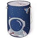 INough Kids Laundry Hamper for Boys, Toy Box Baby Hamper Laundry Baskets, Boys Room Decor Large Collapsible Waterproof Round Linen Laundry Hamper with Handles for Playroom, Bedroom (Astronaut)