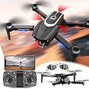 Drones With Camera for Adults 8K 2-Axis Pan Tilt FPV Drone With Two Directions ESC Camera Brushless Motor Drones 2.4G RC Quadcopter With Cool LED Lights Altitude Hold Obstacle Avoidance for Adults (black)