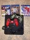 PlayStation 4 PS4 Slim Black 500 GB Console Bundle + 2 Controllers + 4 Games