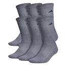 adidas Men's Athletic Crew Socks (6 Pack), Heather Grey/Black, One Size, Shoe Size 6-12