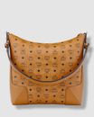$997 MCM Women's Brown Klara Monogram Medium Visetos Leather Shoulder Hobo Bag
