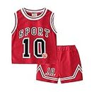 Kids Sports Shorts Sets Boys Jerseys Tracksuit 2 Piece Basketball Performance Tank Top and Mesh Shorts Set (Red, 1-2T)