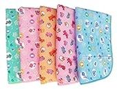 MOM & SON Soft Plastic and Cotton Waterproof Nappy Changing Mat Bedding, 0-6 Months (Multicolour) - Set of 5