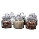 Cutting EDGE Glass Mimosa Jar 300ml Clear Container for Dining Table, Kitchen, Aachar Pickle, Sweets, Chutney, Dry Fruits, Grocery with Airtight Lid (Set of 6)