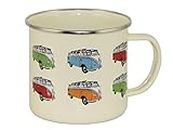 BRISA VW Collection - Volkswagen Large Enamel Coffee-Tea Mug Cup for Camping & Outdoor T1 Bus Campervan (500 ml/16.9 fl oz/Parada/Beige)