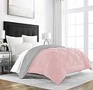 Comforters All Season Microfiber Reversible 220 GSM Feather AC Comforter Lightweight Breathable Bedding Set Blanket Duvet Quilted Dohar Razai Rajai (Pink-Grey, Double Bed (90x100 Inch))