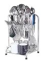 SNI Stainless Steel Kitchen Organizer/Rack/Accessories Multifunctional Stand/Space Saver for Kitchen Essentials,Ladles,Spoons,Knife,Fork,Cutlery Holder,Tumblers,Coffee Mugs,Cups to Make Cooking Easy