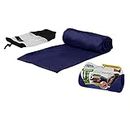 Cloudz Extra Large Travel Blanket Includes Cozy Pockets for your Feet and a Travel Bag - Navy Blue