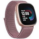 Vancle Nylon Bands for Fitbit Versa 4 Bands/Fitbit Sense 2 Bands/Fitbit Versa 3 Bands/Fitbit Sense Bands, Soft Breathable Adjustable Replacement Strap Wristbands for Women Men (Smoke Purple)