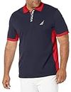 Nautica Men's Short Sleeve Color Block Performance Pique Polo Shirt, Navy, XX-Large