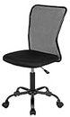 FDW Mid Mesh Desk Armless Computer Ergonomic Task Rolling Swivel Back Adjustable Modern Chair with Lumbar Support (Black)